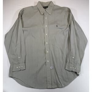 Ralph Lauren Yarmouth Dress Shirt Green Check Mens 17 34/35 Button Down